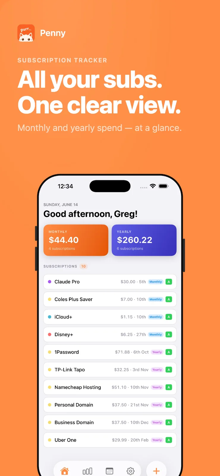 Penny: Subscription Tracker screenshot 1