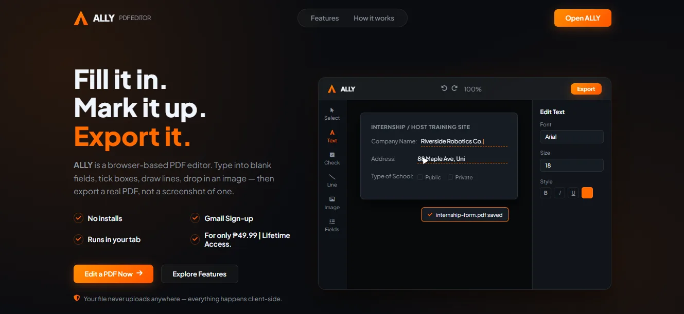 ALLY-pdf editor screenshot 2