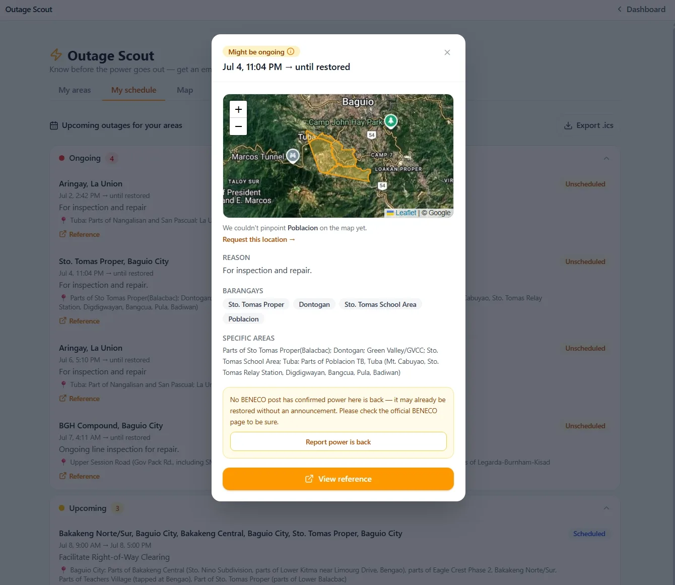 Outage Scout screenshot 2