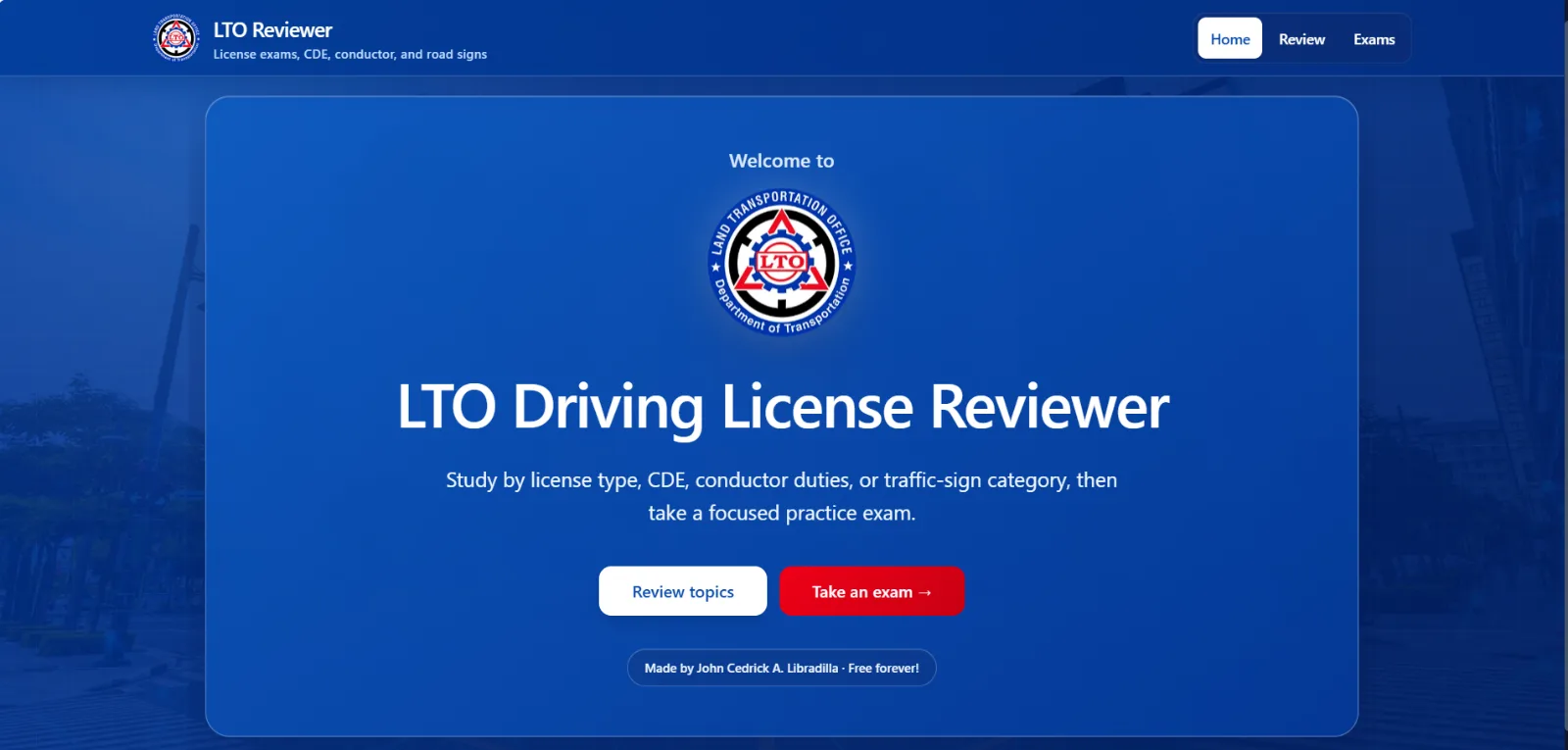 LTO Reviewer screenshot 1