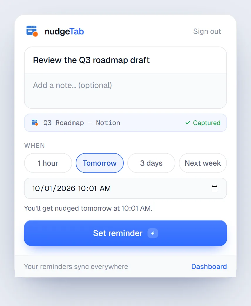 nudgeTab screenshot 3