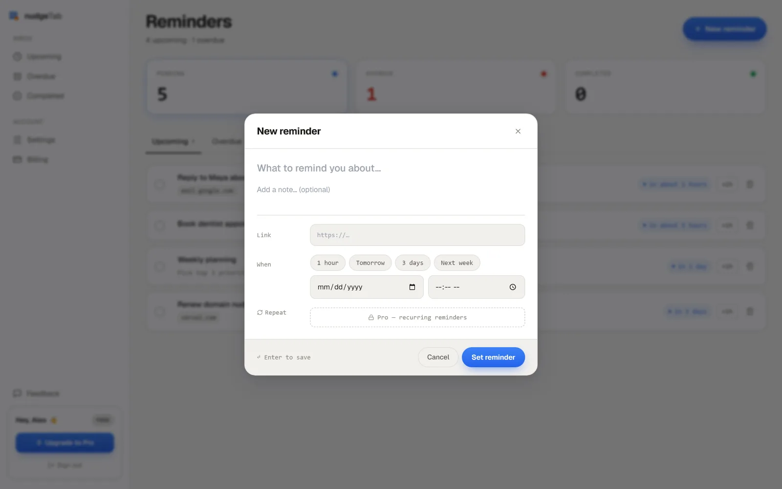 nudgeTab screenshot 2