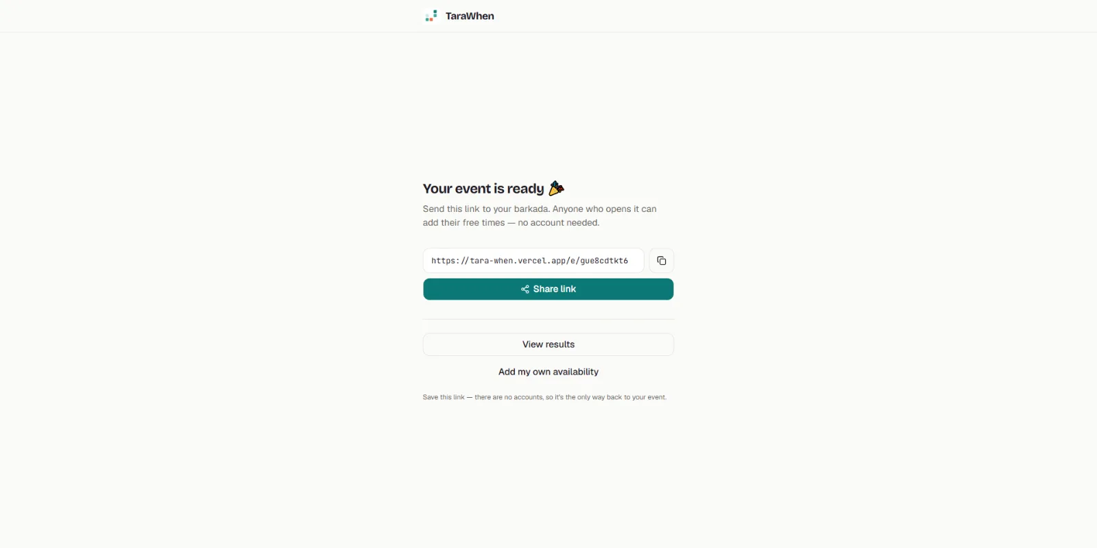 TaraWhen screenshot 2