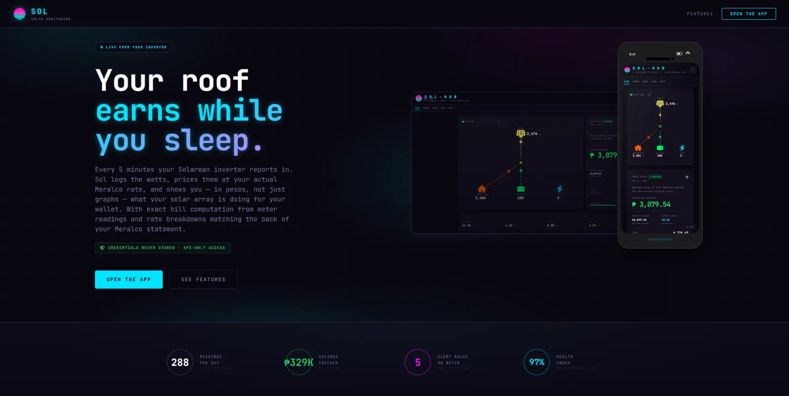Sol · Solar Monitoring Dashboard screenshot 1