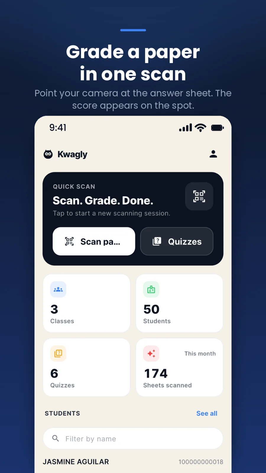 Kwagly: Answer Sheet Grader screenshot 1