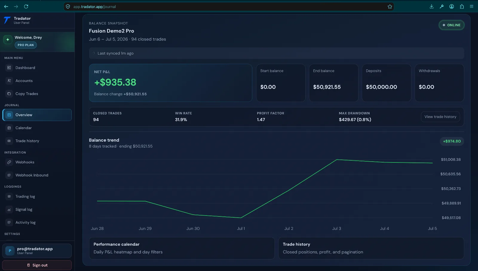 Tradator screenshot 2