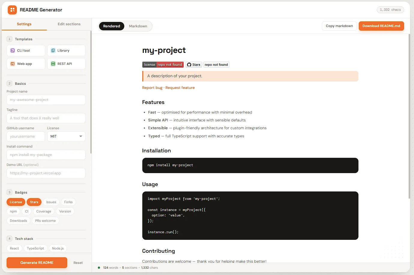 ReadME-Generator screenshot 1