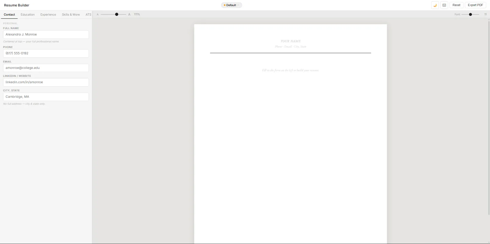 résumé.exe screenshot 2