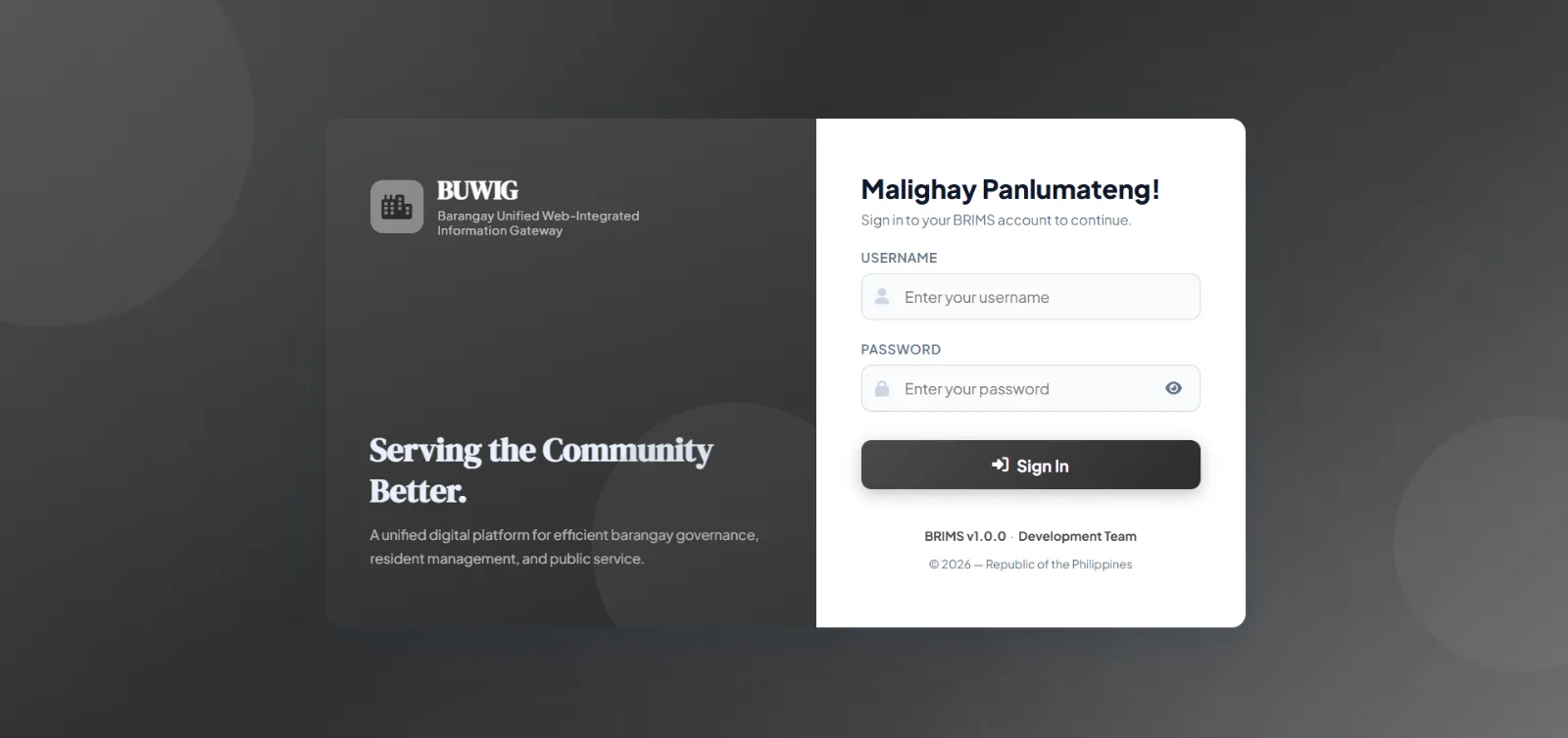 BUWIG Barangay Unified Web Integrated Gateway screenshot 1