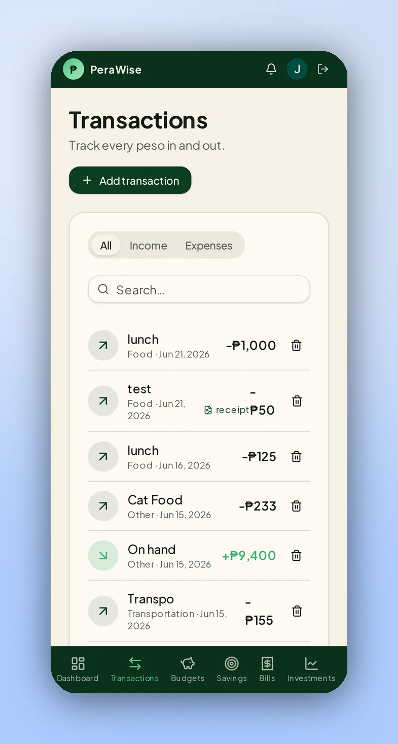 PeraWise screenshot 2