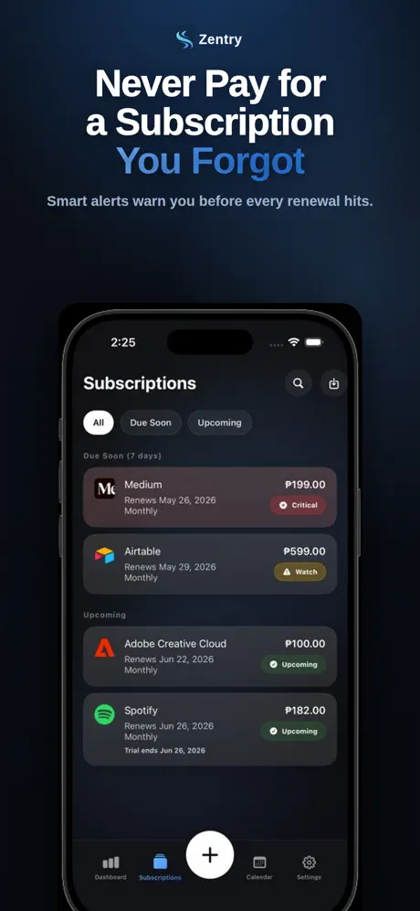 Zentry: Subscription Tracker screenshot 2