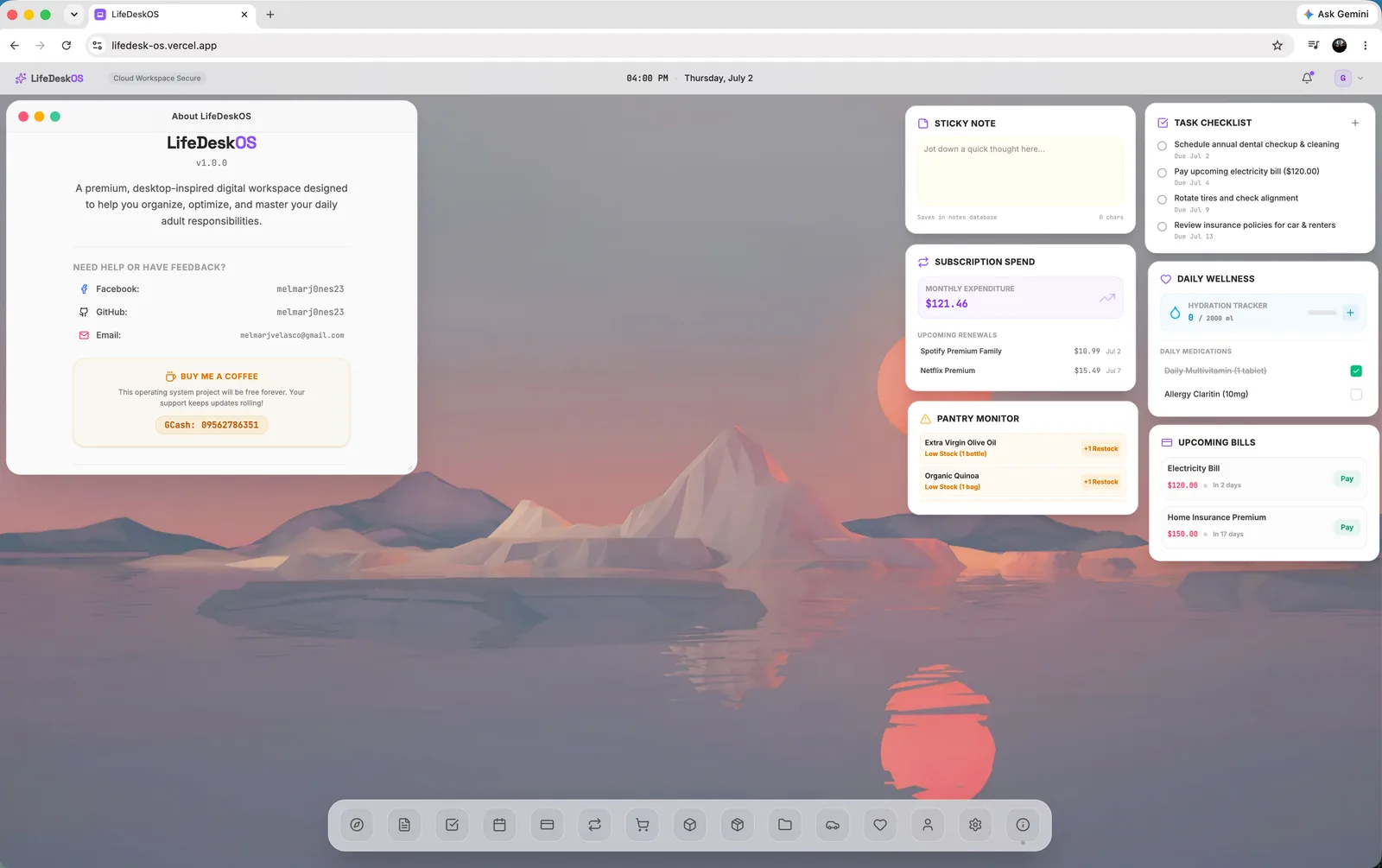 LifeDeskOS screenshot 1