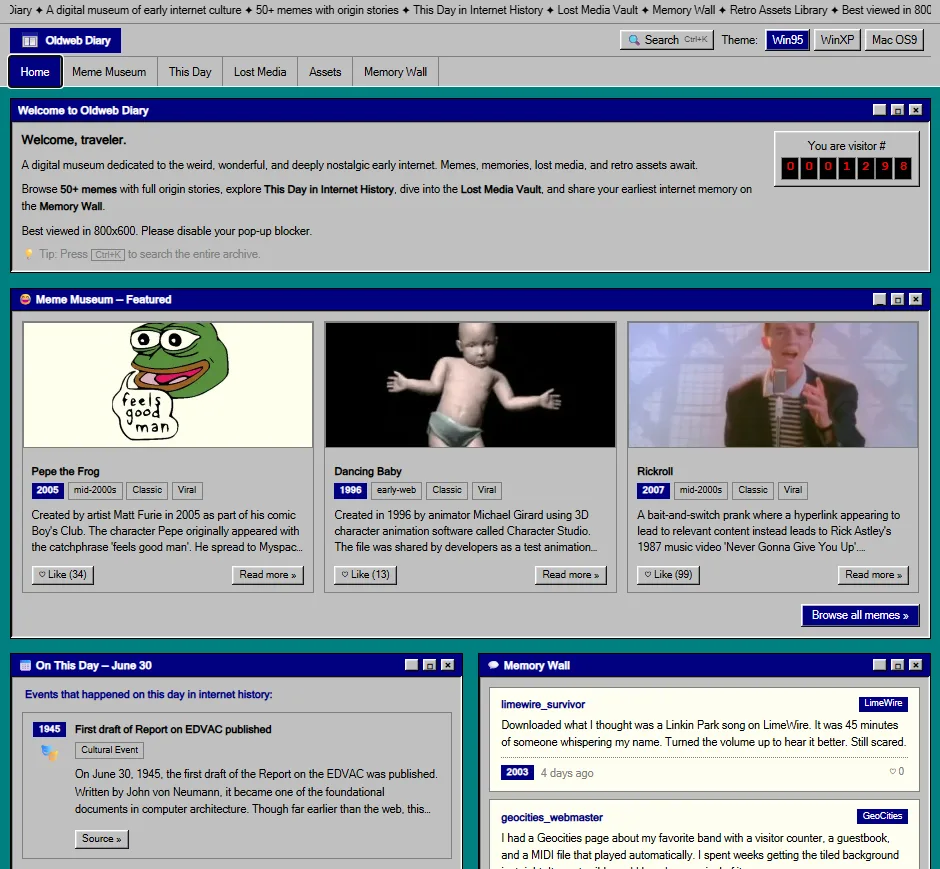 Oldweb Diary screenshot 1
