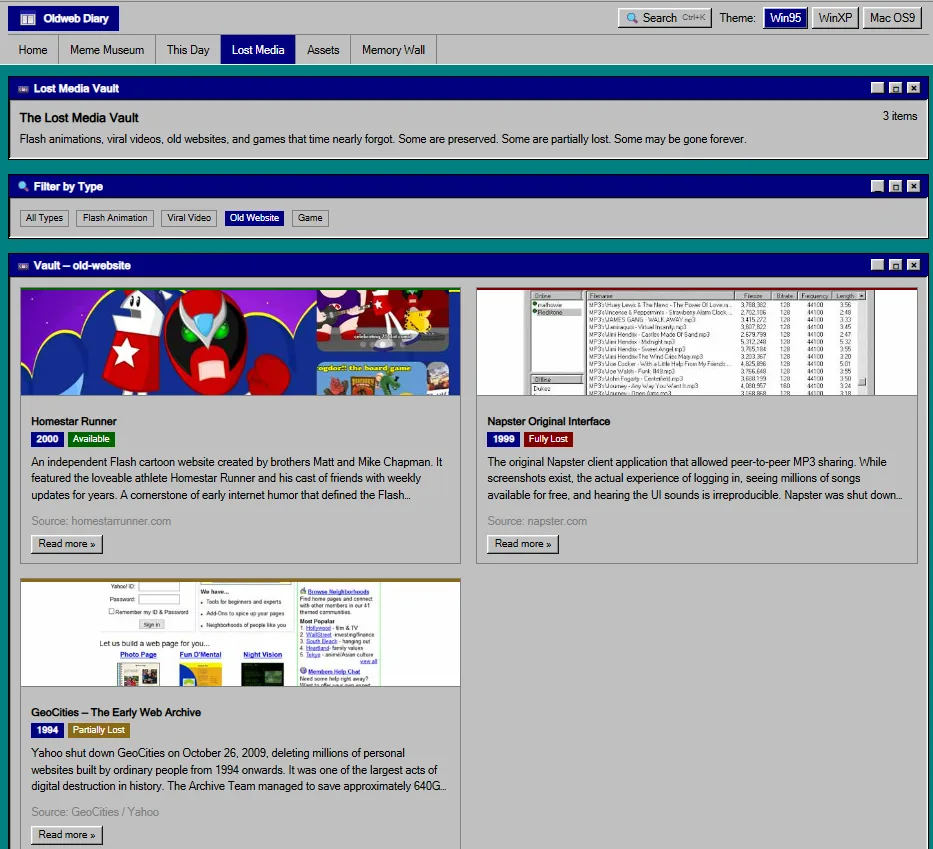 Oldweb Diary screenshot 3