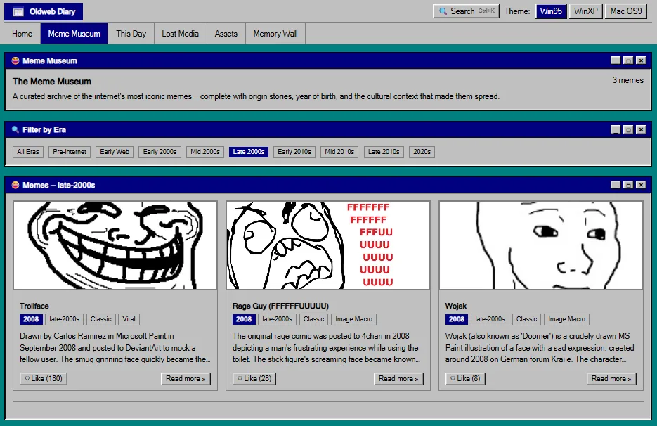 Oldweb Diary screenshot 2