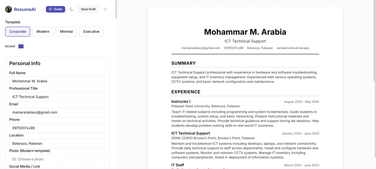 Resume AI screenshot 2