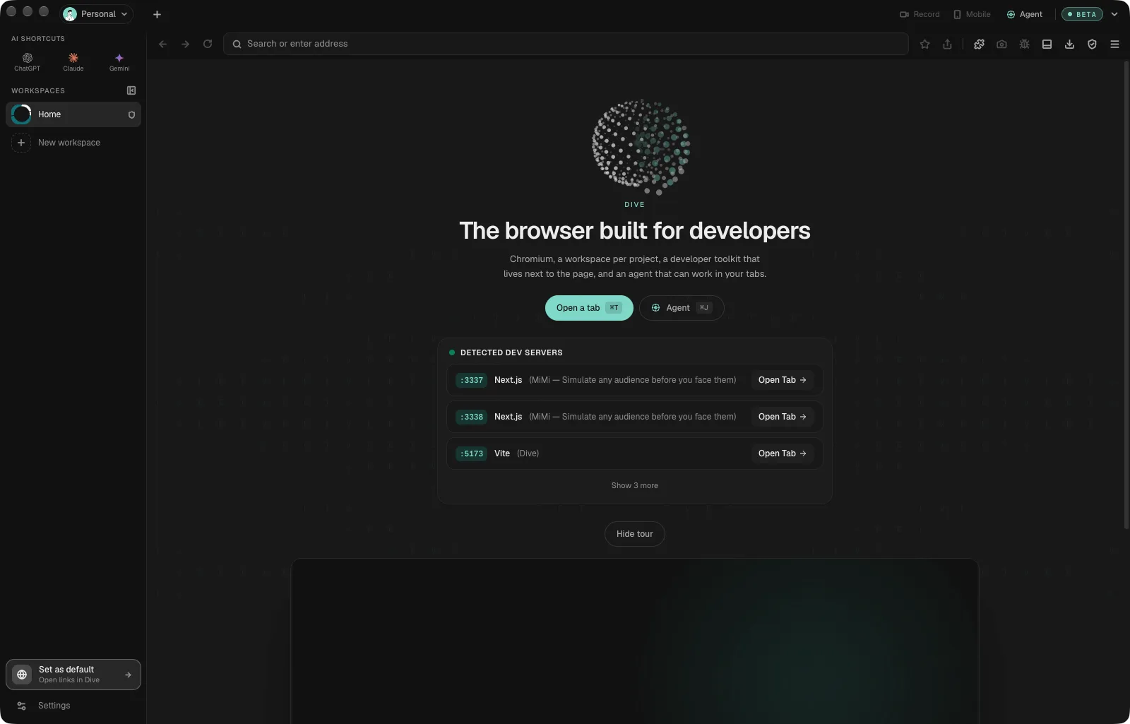 DIVE - Browser for Devs screenshot 4