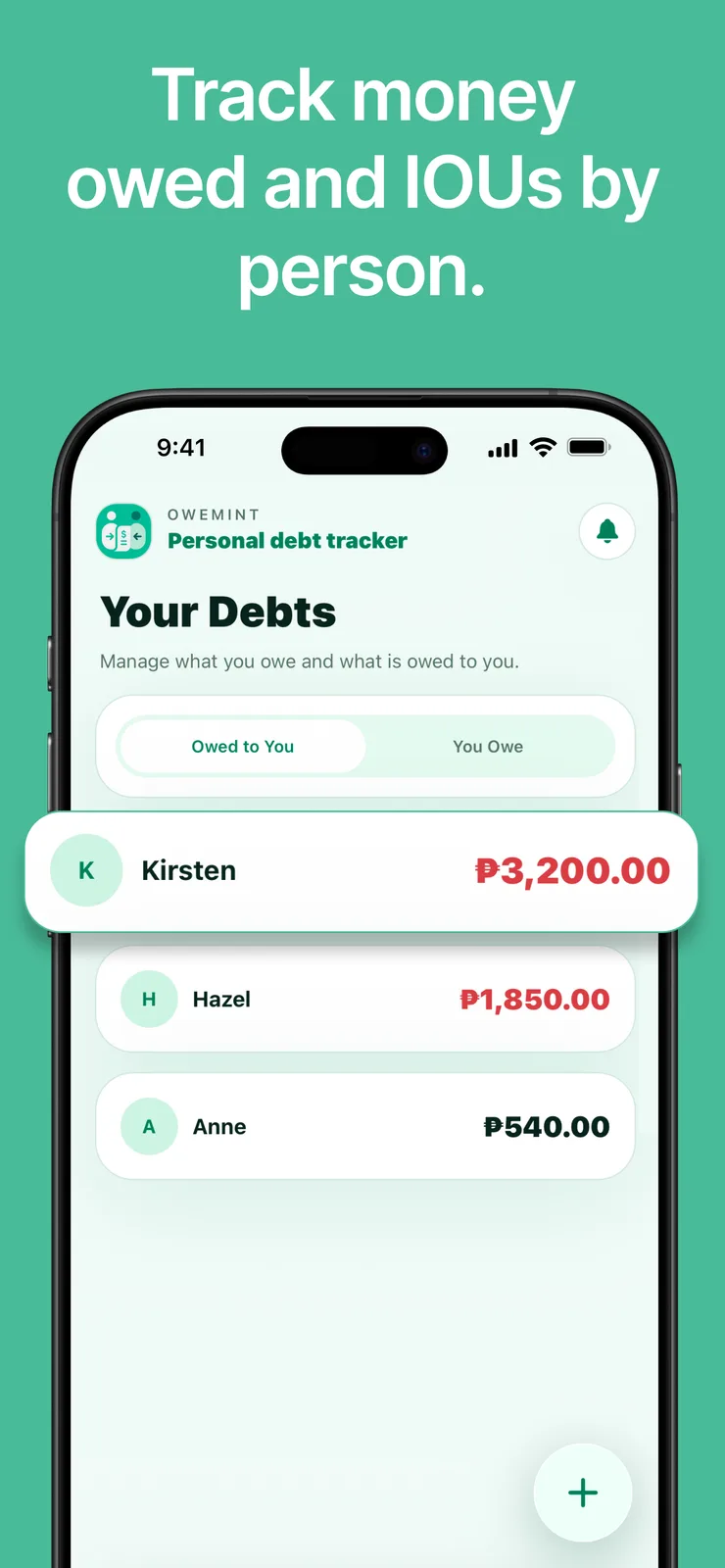 Owemint screenshot 2