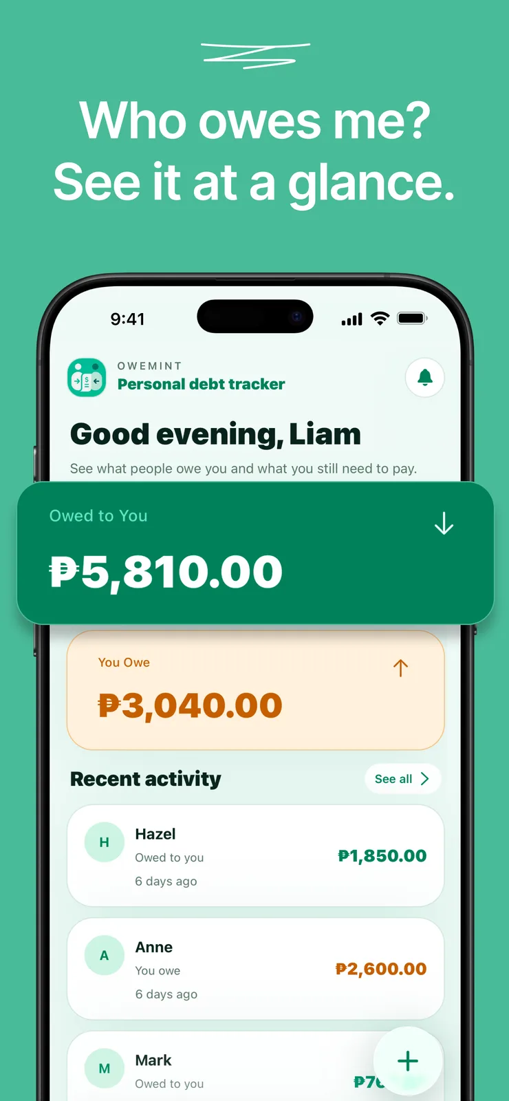 Owemint screenshot 1