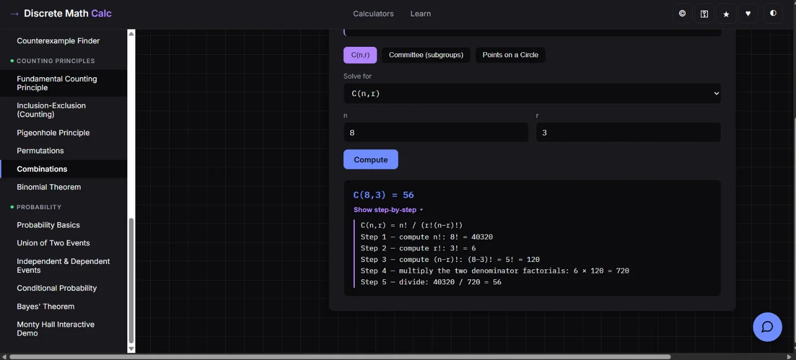 Discrete Math Calculator screenshot 3