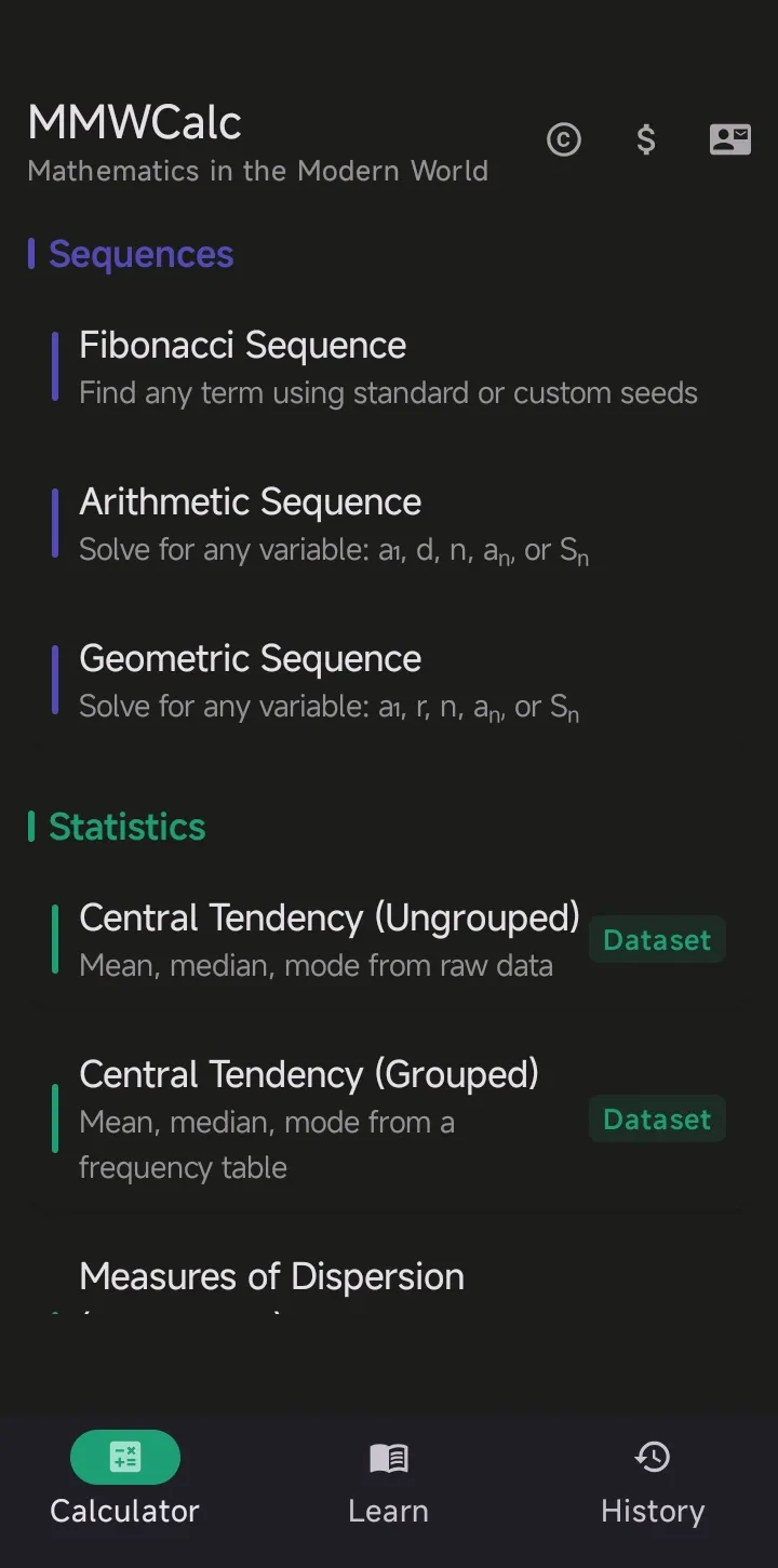 MMWCalc screenshot 2