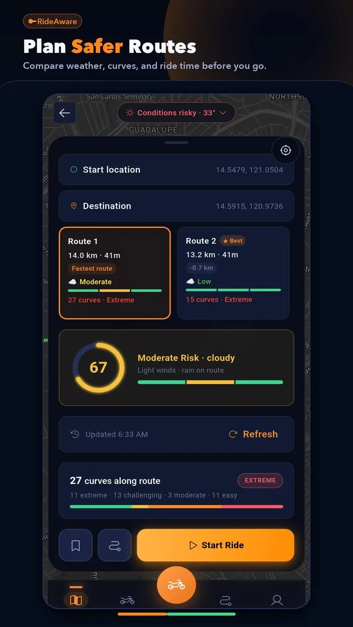 RideAware Moto Routes screenshot 1